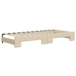 vidaXL Lit de jour avec gigogne et tiroirs crème 90x200 cm tissu