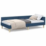 vidaXL Cadre de lit d'angle Bleu 90 x 200 cm Tissu et bois reconstitué