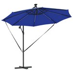 vidaXL Parasol banane à mât déporté bleu azur 294 x 294 x 248 cm