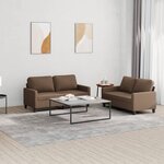 vidaXL Ensemble de canapés 2 Pièces avec coussins Marron Tissu