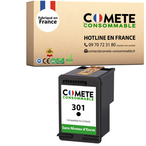 COMETE, Entreprise Française - 301XL - 1 Cartouche d'Encre Compatible avec HP 301 XL Noire - sans Affichage du Niveau d'encre - pour Cartouche HP 301
