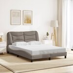 vidaXL Cadre de lit avec LED sans matelas Hvar taupe 120x200 cm tissu