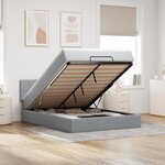vidaXL Lit ottoman avec matelas et LED gris clair 140x190 cm tissu