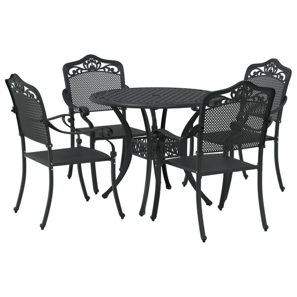 Ensemble de jardin 5 pièces en aluminium noir vidaXL
