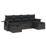 vidaXL Salon de jardin 6 Pièces avec coussins noir résine tressée