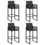 vidaXL Ensemble de bar de jardin 5 Pièces sans coussins noir poly rotin