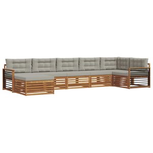 vidaXL Ensemble de canapés d'extérieur 7 Pièces Gris Naturel et Clair
