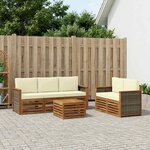 vidaXL Ensemble de canapés d'extérieur 6 pc Naturel et Crème
