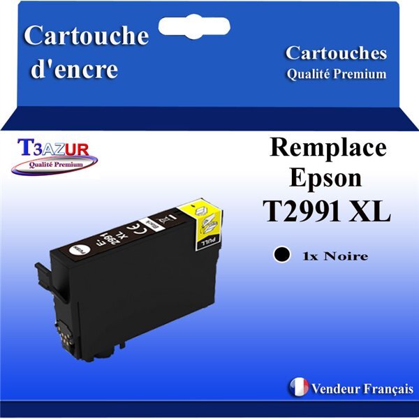 T3AZUR - Cartouches compatibles avec Epson Expression Home XP-235  XP-245  XP-247  XP-255  XP-257  T2991 (série Kiwi) - Noire