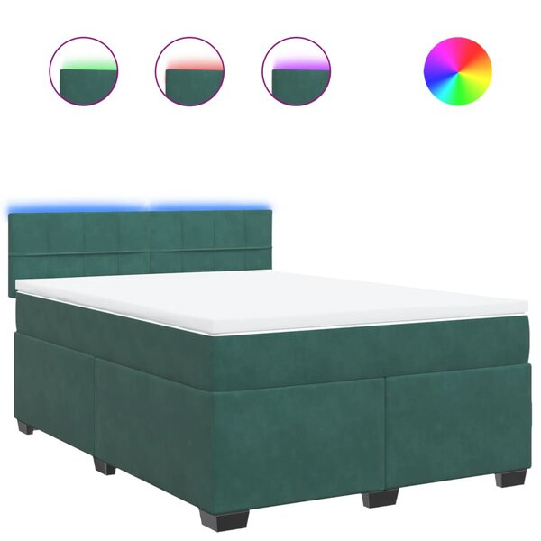 vidaXL Sommier à lattes de lit et matelas Vert foncé 140x200cm Velours