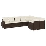 vidaXL Salon de jardin avec coussins 9 Pièces marron résine tressée