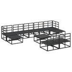 vidaXL Ensemble de canapé de jardin avec coussin 10 Pièces Noir Aluminium