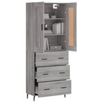vidaXL Buffet haut Sonoma gris 69 5x34x180 cm Bois d'ingénierie