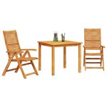 vidaXL Ensemble de salle à manger pour jardin 3 Pièces Marron