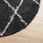 vidaXL Tapis shaggy à poils longs moderne noir et crème Ø 120 cm