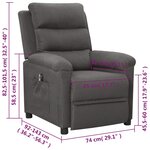 vidaXL Fauteuil inclinable électrique Gris foncé Tissu