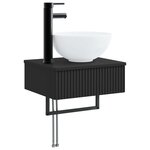 vidaXL Basin de lavage mural Noir 40 x 35 x 39 cm Bois d'ingénierie