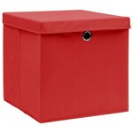 vidaXL Boîtes de rangement et couvercles 4 Pièces Rouge 32x32x32 cm Tissu