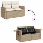 vidaXL Salon de jardin avec coussins 6 Pièces beige résine tressée