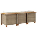 vidaXL Canapé de jardin avec coussins 3 places beige résine tressée