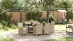 vidaXL Ensemble de salle à manger de jardin 7 pièces avec coussins Beige Rattan Poly