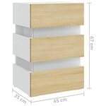 vidaXL Table de chevet à LED Blanc et chêne sonoma 45x35x67 cm