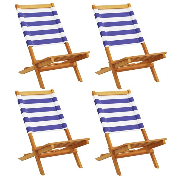 vidaXL Chaises de jardin pliantes lot de 4 tissu et bois massif