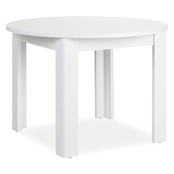 Table ronde de cuisine moderne Ø 106 cm en bois blanc   4 places