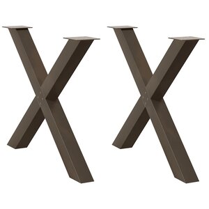 vidaXL Pieds de table à manger en forme de X  2 pièces  acier naturel  90 x (72-73) cm