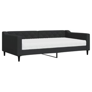 vidaXL Lit de jour avec matelas noir 100x200 cm tissu