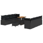 vidaXL Ensemble de canapé de jardin 11 Pièces Noir Poly rotin