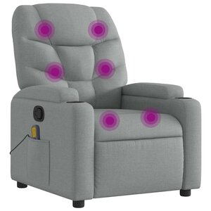 vidaXL Fauteuil de massage inclinable Gris clair Tissu