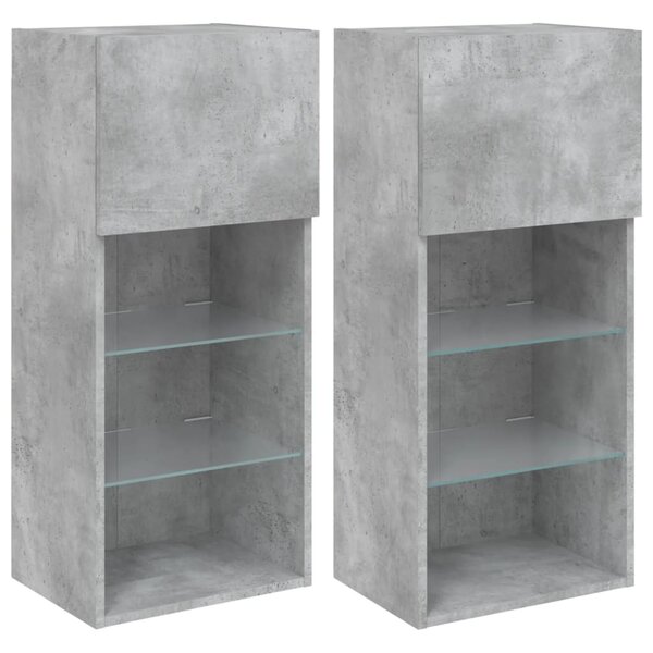 vidaXL Meubles TV avec lumières LED 2 Pièces gris béton 40 5x30x90 cm