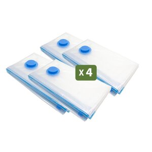 Pack and Move - Lot 4 Housses Rangement Sous Vide - Taille XL 70 x 100 cm - Sac de Compression - Couettes  Oreillers - Gros Format - Fermeture Zip