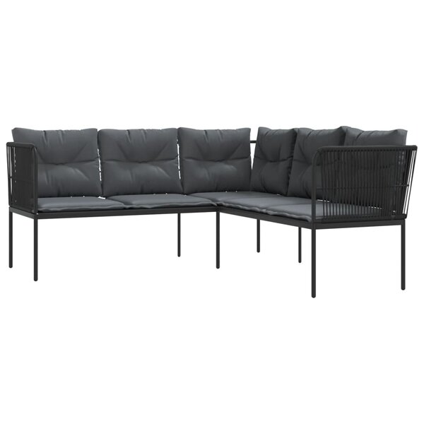 vidaXL Canapé de jardin avec coussins forme de L noir acier textilène