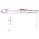 vidaXL Gazebo mural Crème 3 x 4 m Acier
