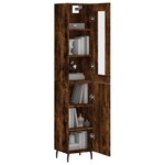 vidaXL Buffet haut Chêne fumé 34 5x34x180 cm Bois d'ingénierie