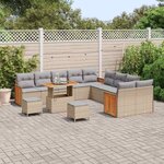 vidaXL Ensemble de canapé de jardin 13 Pièces Beige polyrotin