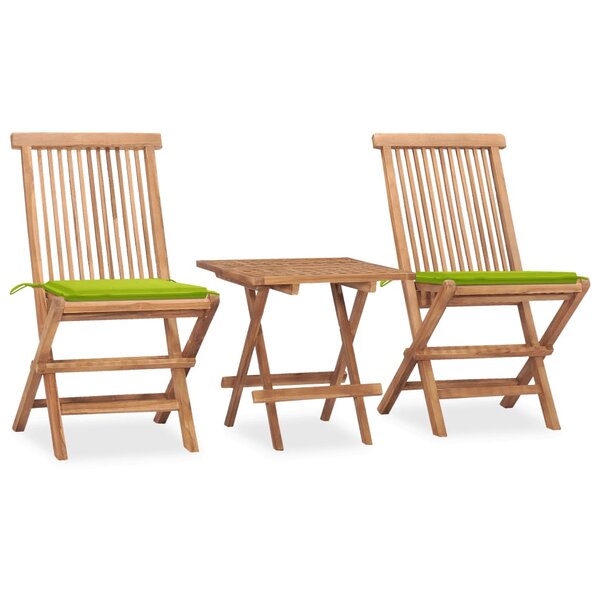 vidaXL Ensemble à manger d'extérieur pliable avec coussin 3 Pièces Teck