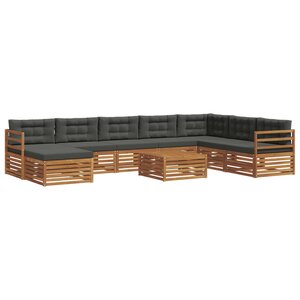 vidaXL Ensemble de canapés d'extérieur 9 pc Naturel et Anthracite