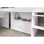 Lit combiné enfant décor blanc 90 x 200 cm - Sommier inclus