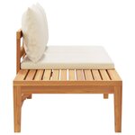 vidaXL Banc de jardin avec table et coussins Blanc crème Teck solide