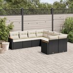 vidaXL Salon de jardin 8 Pièces avec coussins noir résine tressée