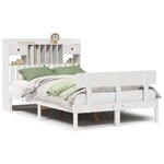 vidaXL Lit bibliothèque sans matelas blanc 135x190 cm bois pin massif