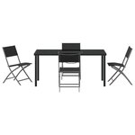 vidaXL Ensemble de salle à manger de jardin 5 pièces Noir Tissu textilène et Acier