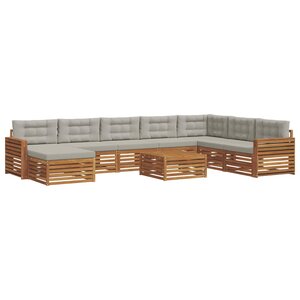 vidaXL Ensemble de canapés d'extérieur 9 pc Gris Naturel et Clair