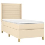 vidaXL Sommier à lattes de lit matelas et LED Crème 90x190 cm Tissu