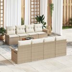 vidaXL Ensemble de canapé de jardin 9 Pièces Beige Poly rotin