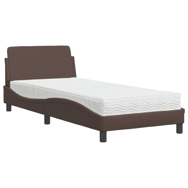 vidaXL Lit avec matelas Dover marron 90x200 cm similicuir