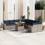 vidaXL Salon de jardin 11 Pièces avec coussins gris résine tressée
